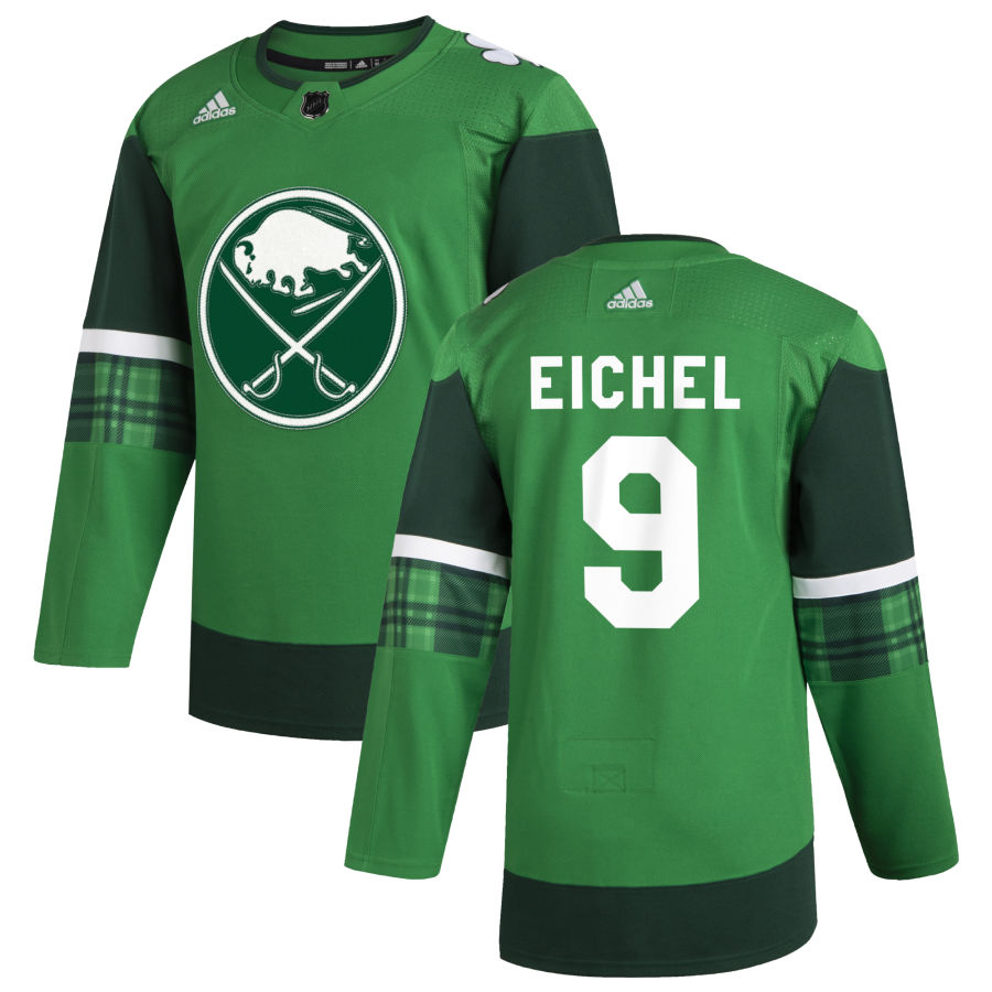 Buffalo Sabres #9 Jack Eichel Men Adidas 2020 St. Patrick Day Stitched NHL Jersey Green->chicago blackhawks->NHL Jersey